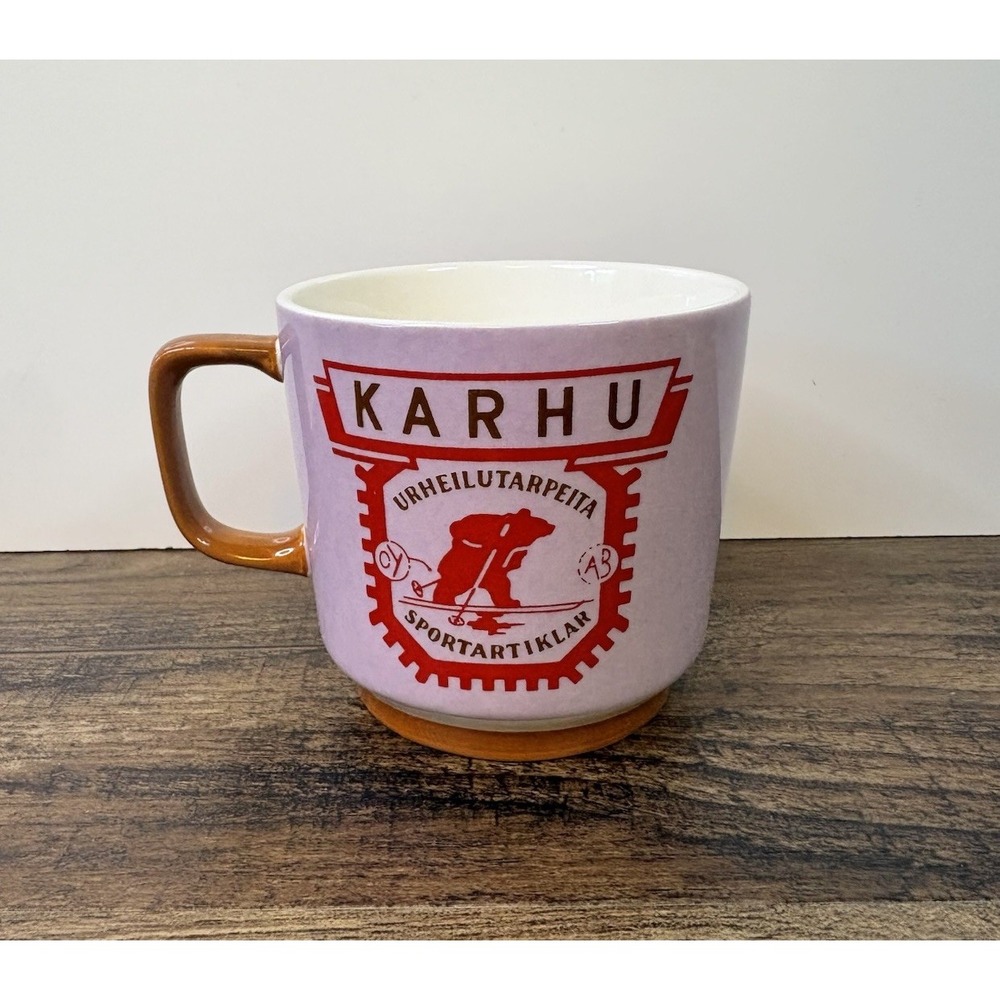 Anthropologie Karhu Stoneware Mug Purple Bear Skiing Sportartiklar